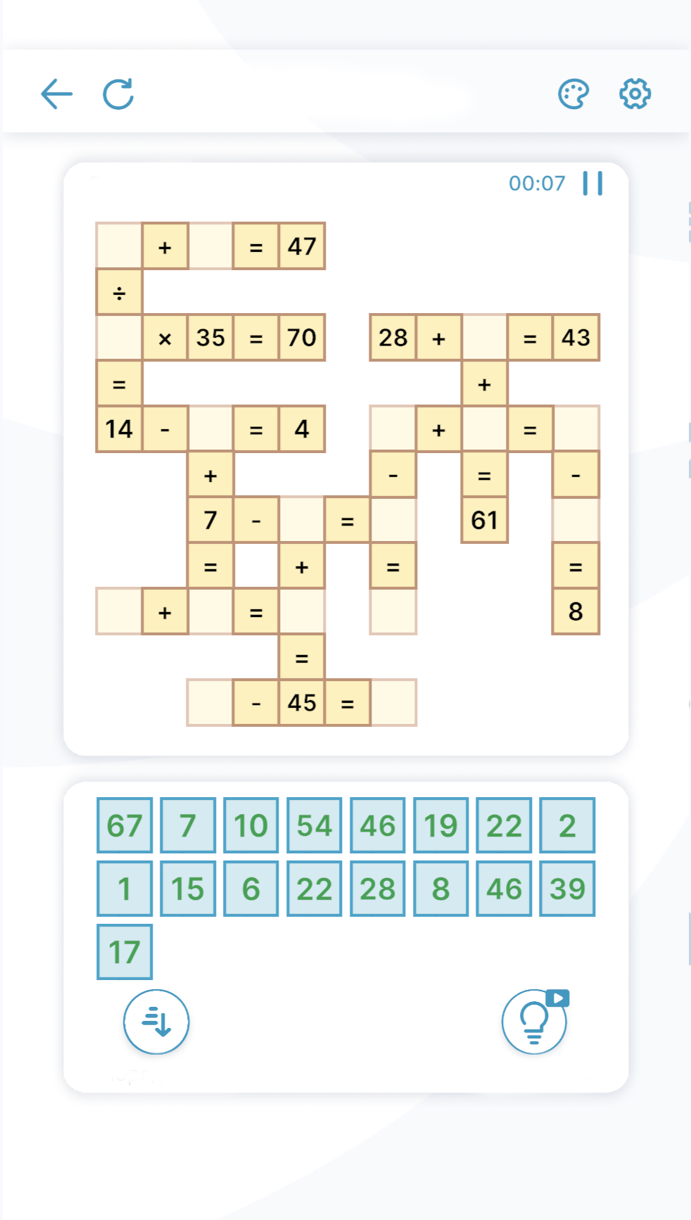 Mathcross: math crossword puzzle (by vesnagames): play online for ...
