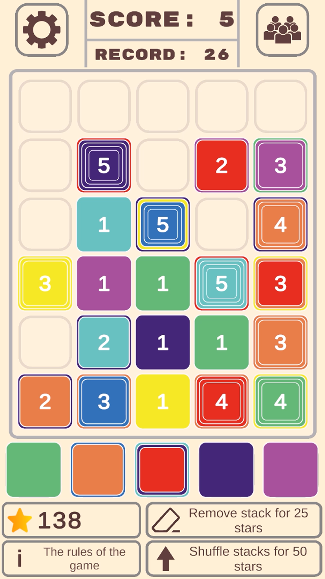 Colored tiles : stacks of colored tiles screenshot 3