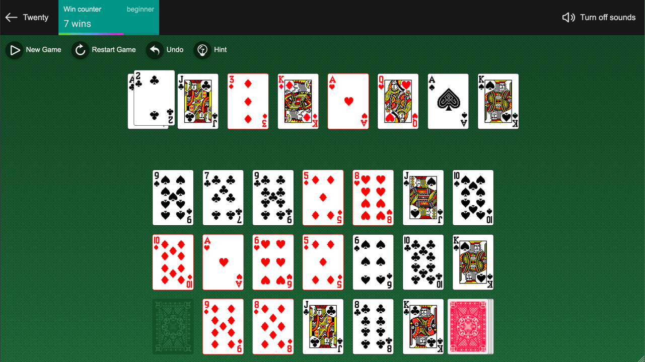 Twenty Solitaire screenshot