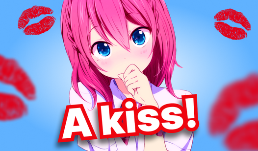 A kiss!  loading=