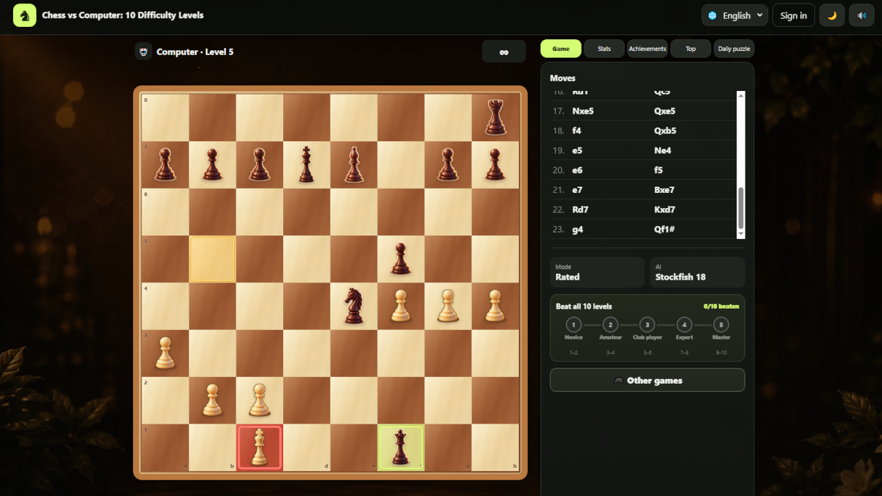 Chess vs Computer: 10 Difficulty Levels — screenshot 1