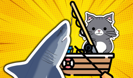 Cat fisherman. Catch a shark!