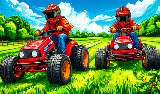 Lawn mower battle for two  loading=