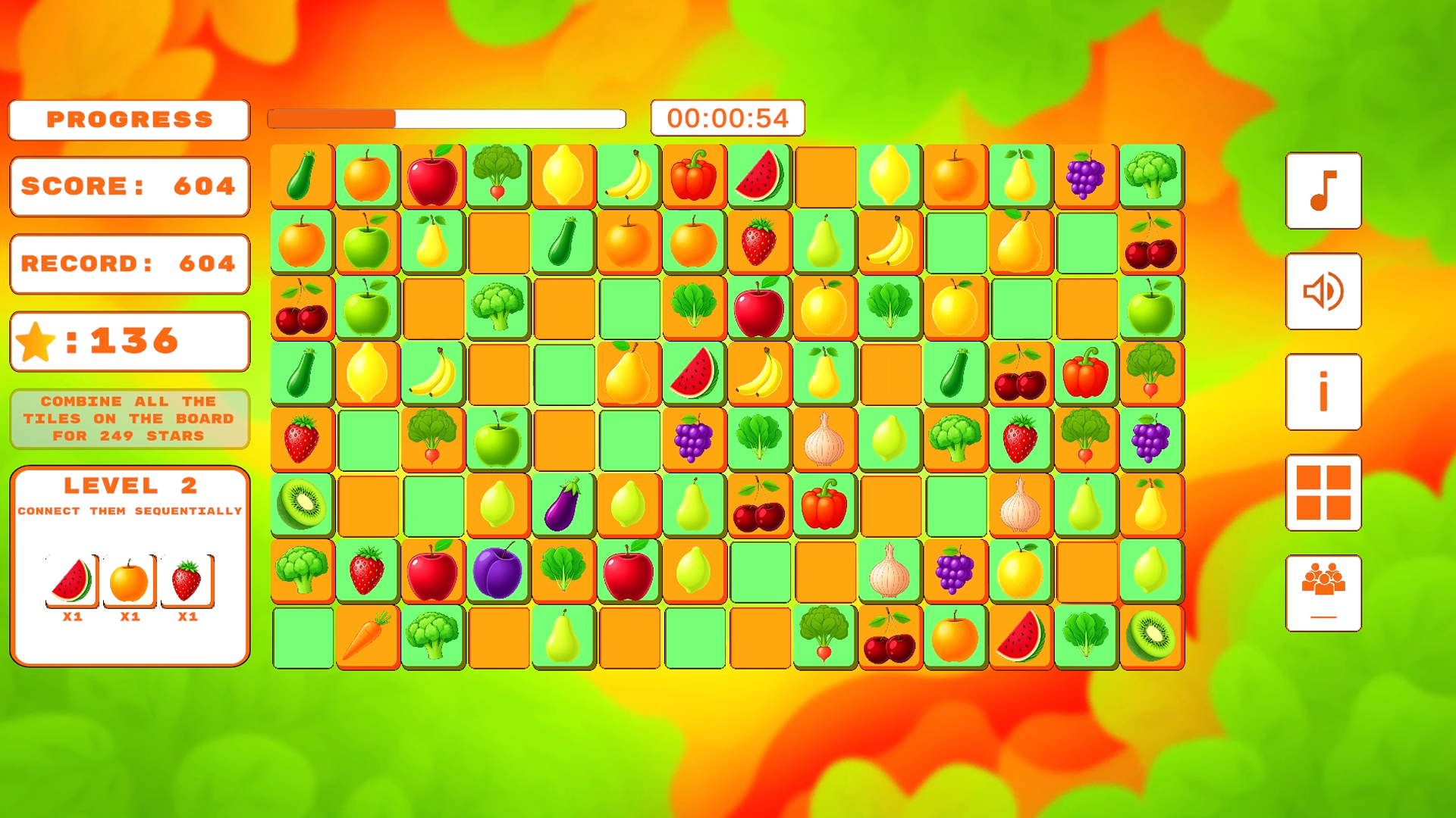 Fruit and vegetable tiles | Combine the tiles — screenshot 5