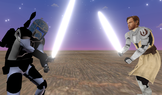 A lightsaber duel.