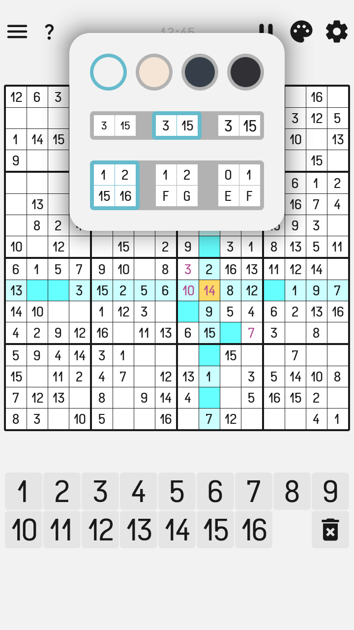 Sudoku 16x16 screenshot 16