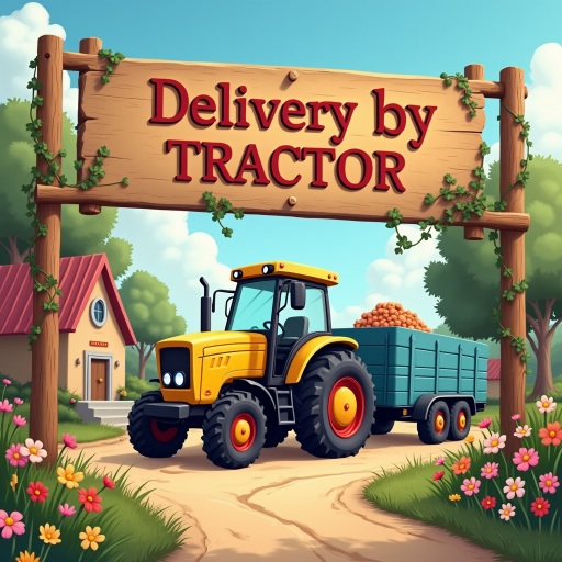 Delivery by tractor icon