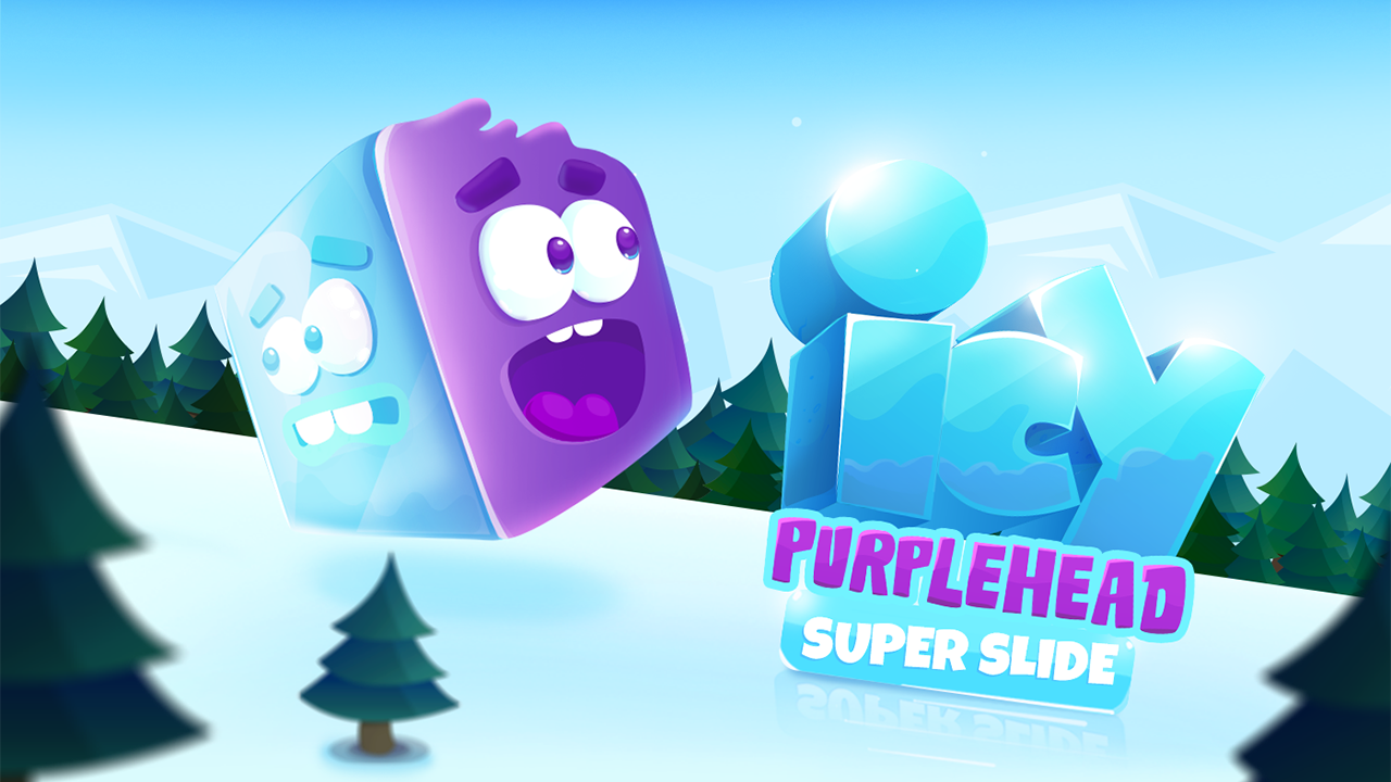 Icy Purple Head - Jump and slide dash game game cover