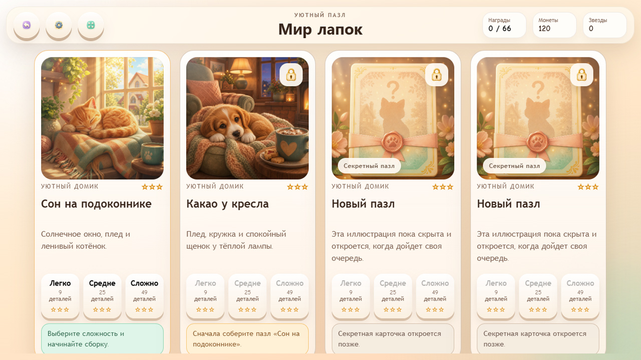 Уютный пазл «Мир лапок» — screenshot 3