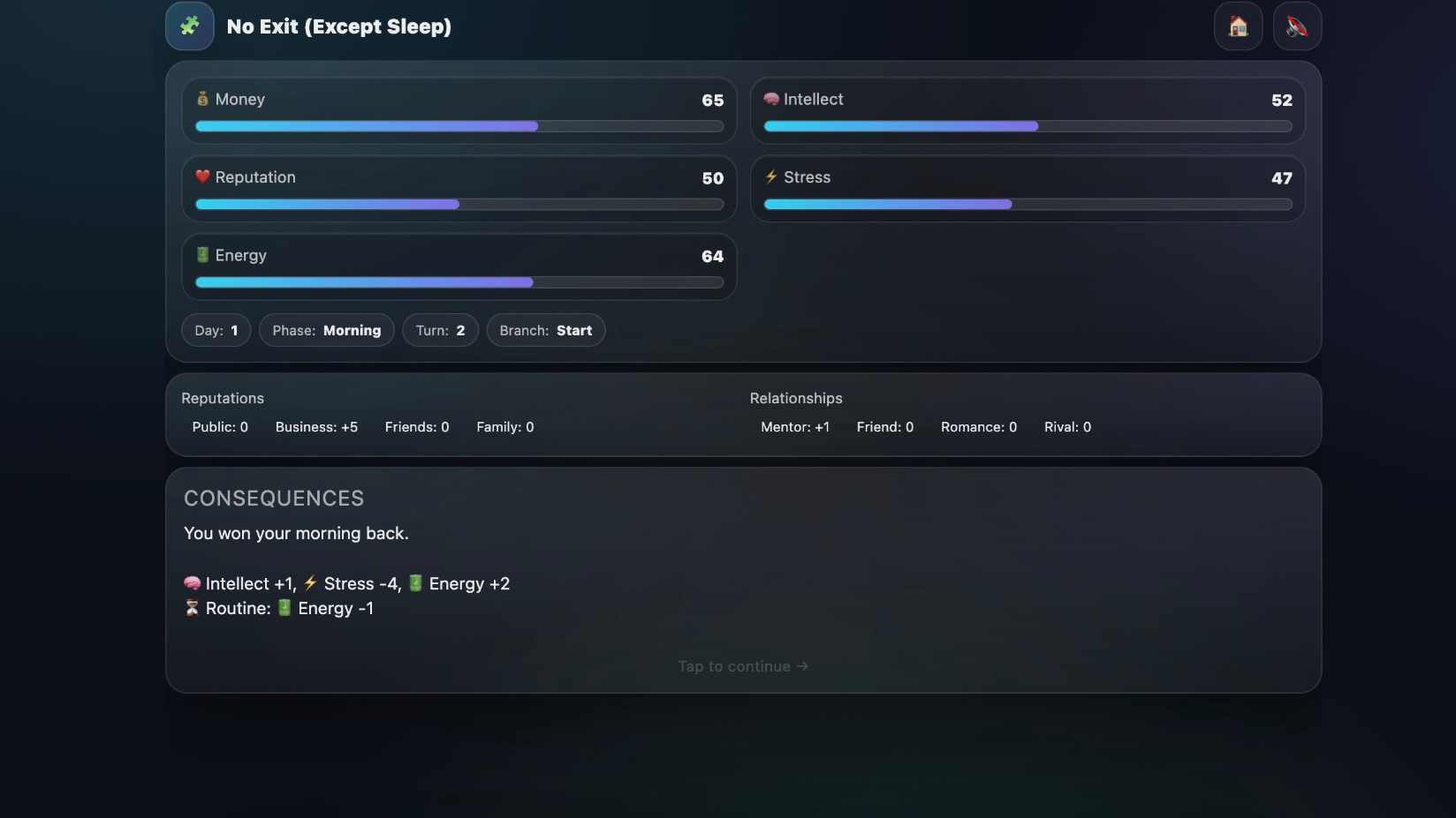 No Exit (Except Sleep) — screenshot 2