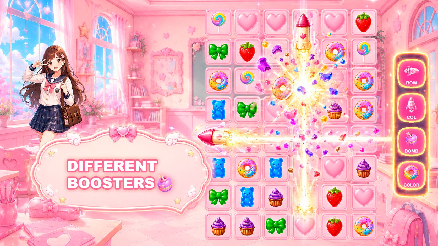Match-3: Anime date — screenshot 3