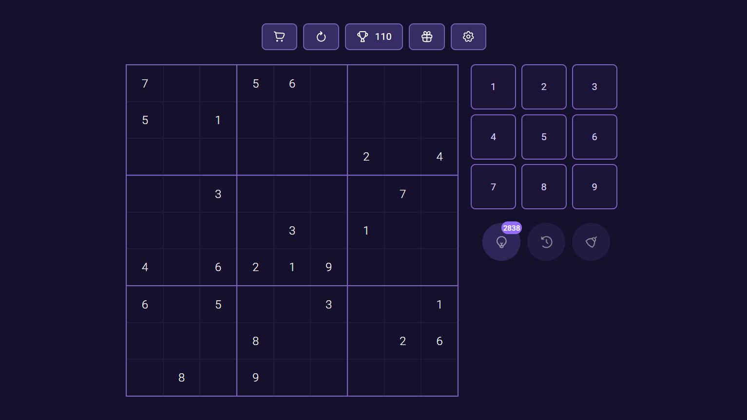 Sudoku online screenshot