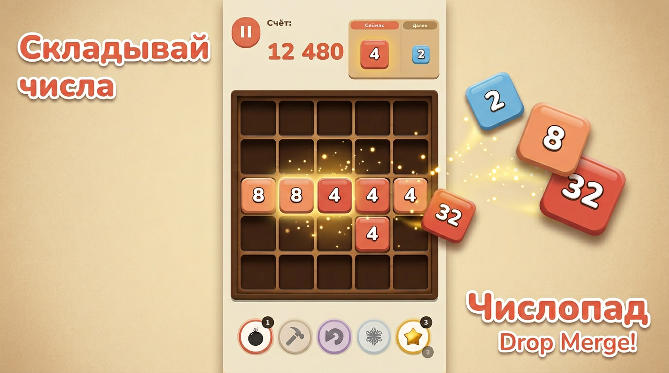 Числопад Drop Merge! — screenshot 3