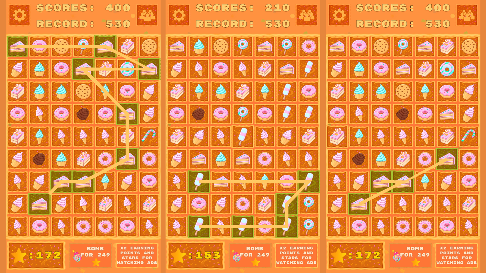 Connecting sweets: find the same sweets — screenshot 2