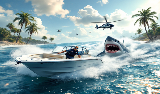 The boat is moving away from the chase