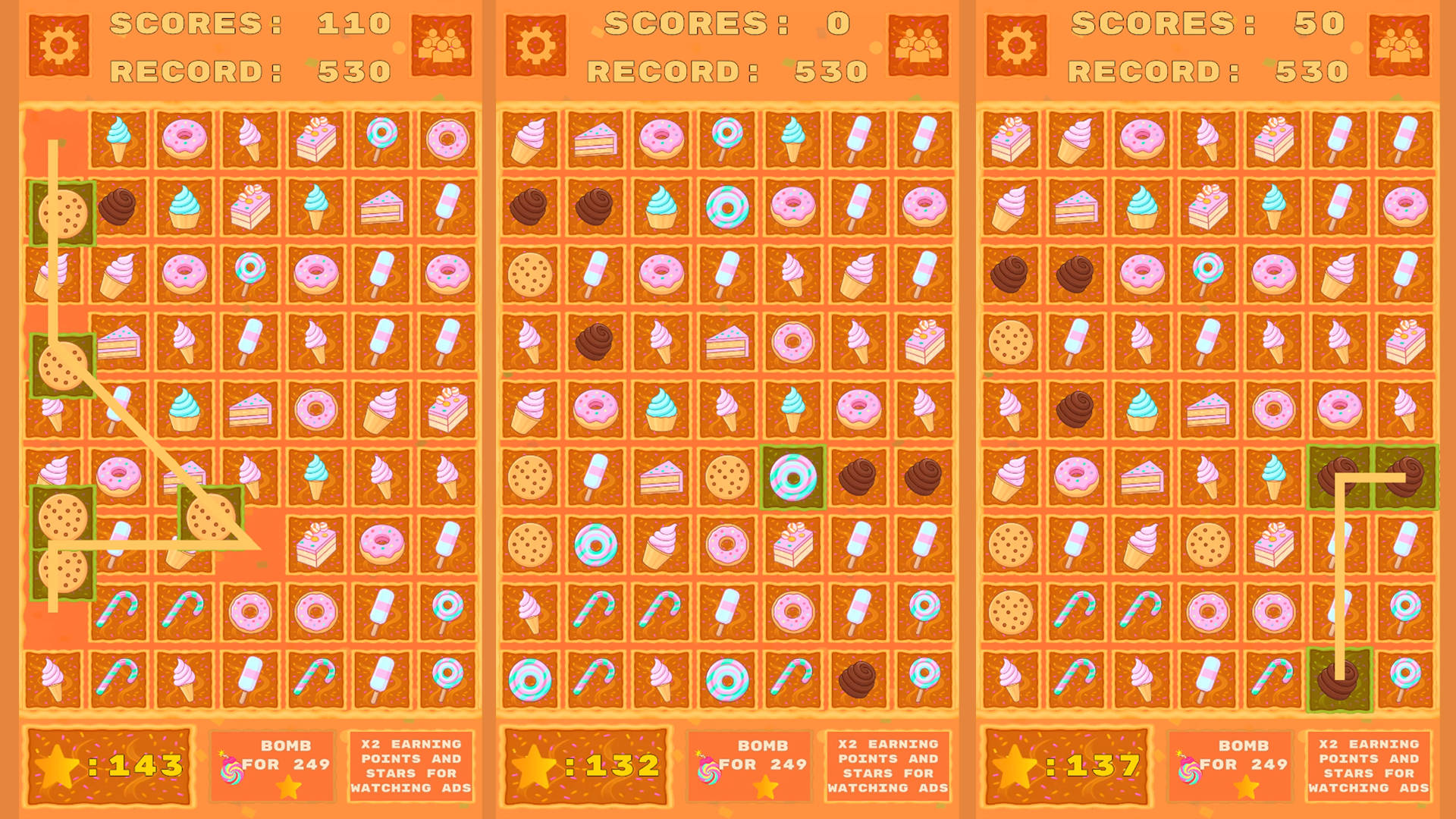 Connecting sweets: find the same sweets — screenshot 1