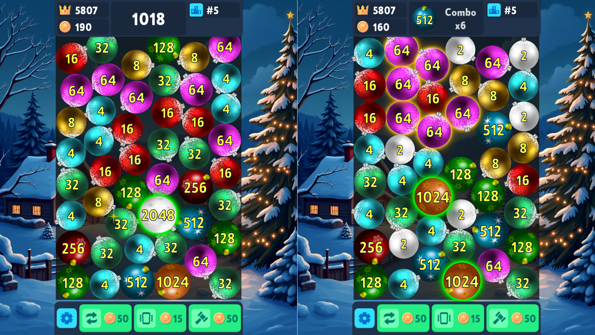 Christmas Bauble Merge 2048 screenshot
