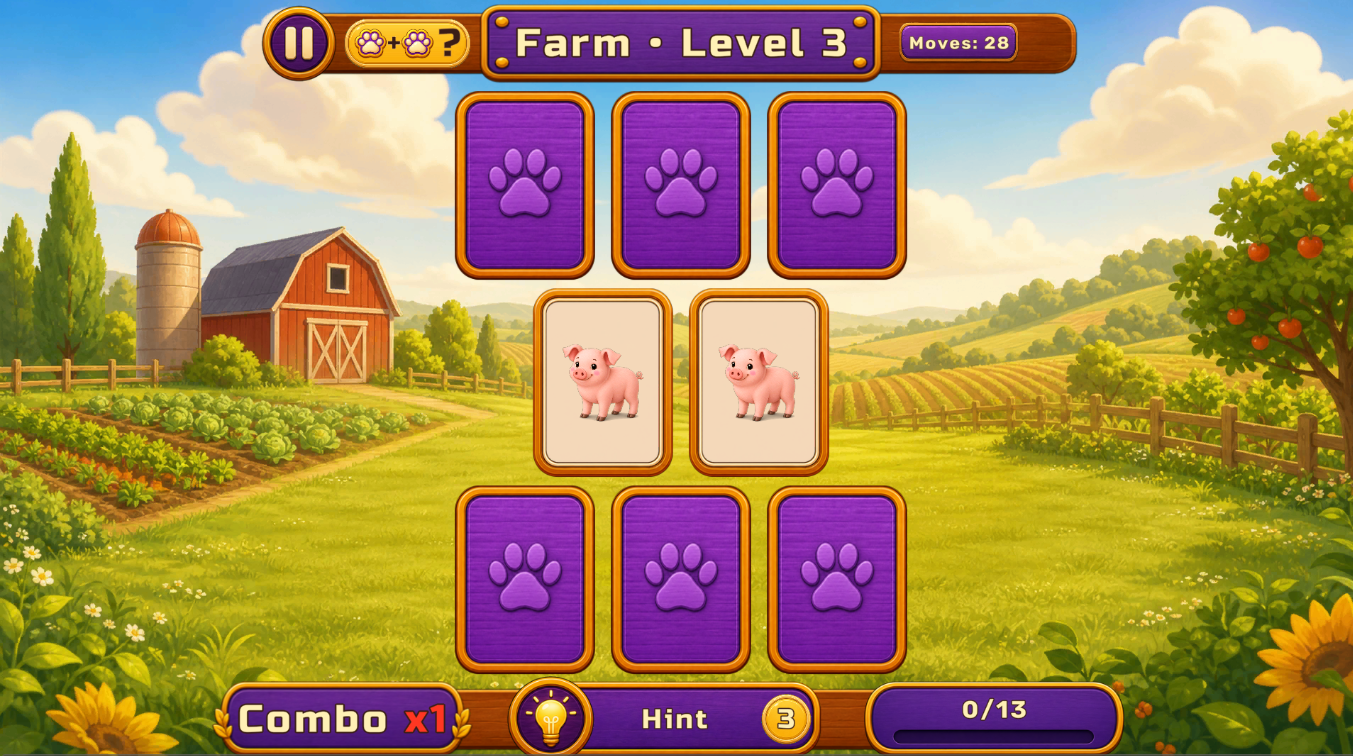 Memo: Find the Animal Pairs — screenshot 6