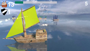 A naval battle. Middle Ages.