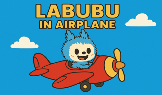 Labubu in airplane