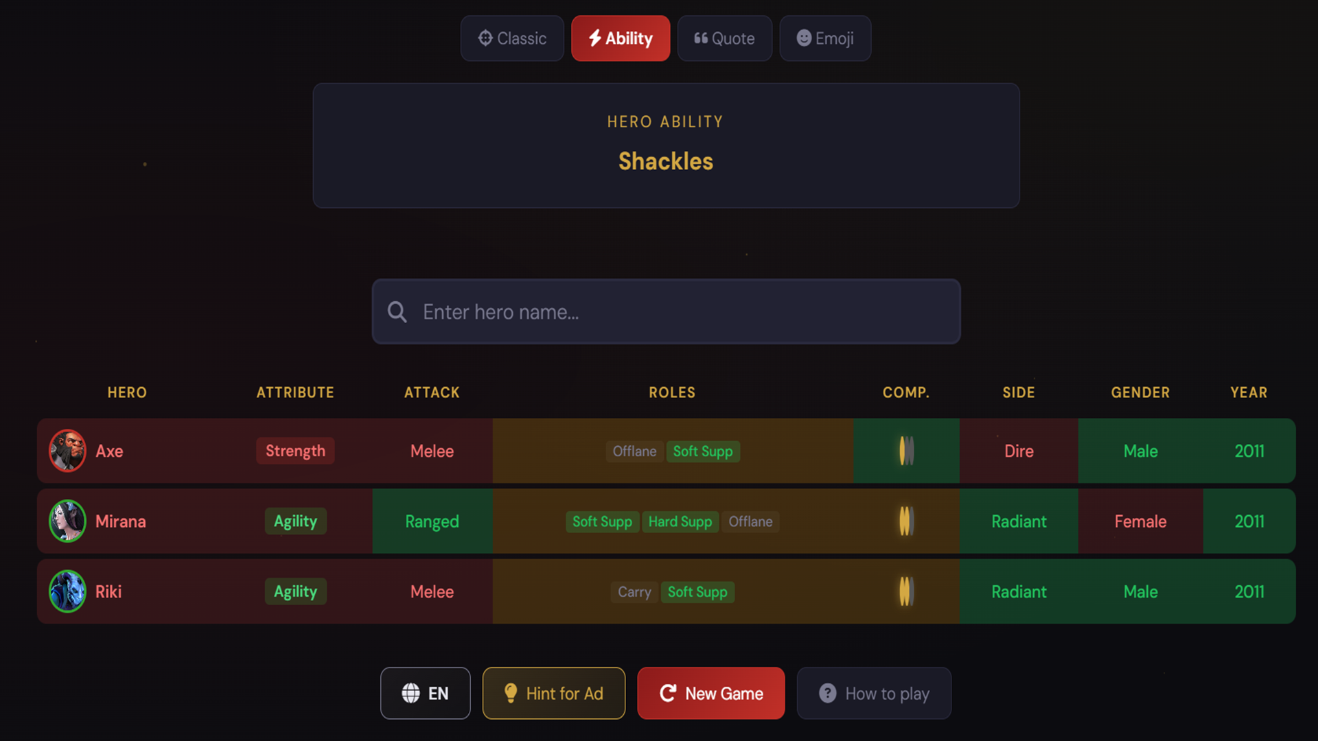DOTADLE - Guess the Dota 2 Hero — screenshot 2