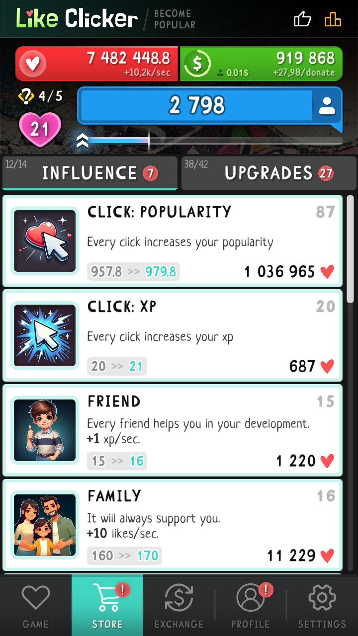 Like Clicker: Become Popular screenshot 15