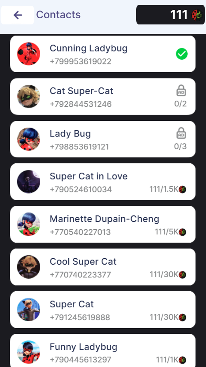 Lady Bug and Cat Noir Call: Chat Prank, Video Call screenshot 8