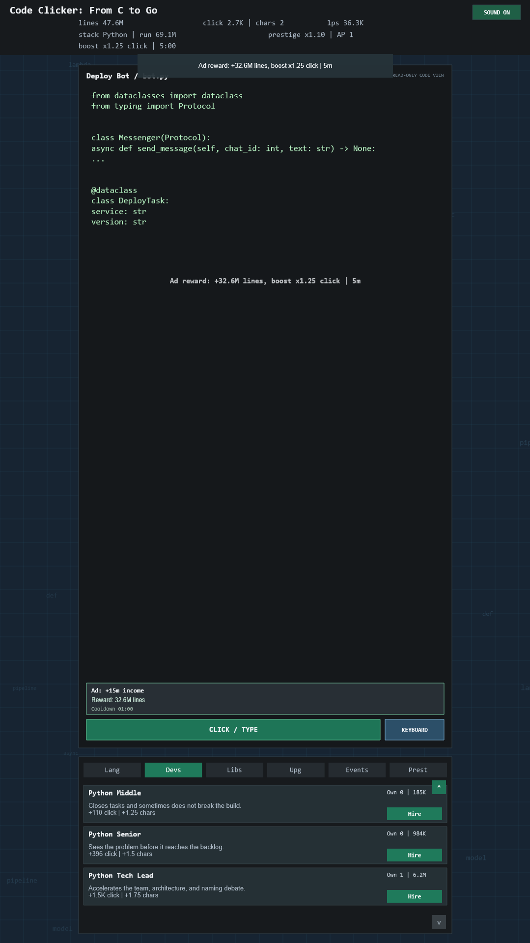 Code Clicker: From C to Go screenshot 5