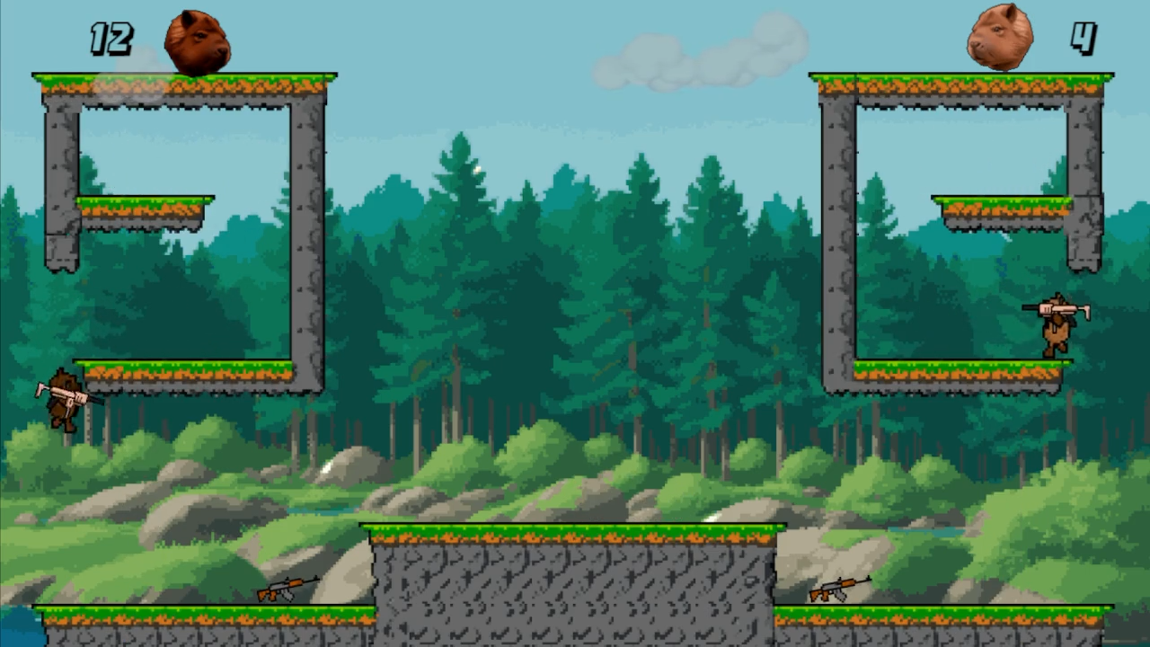 Capybaras with a Guns. A two-player game. screenshot