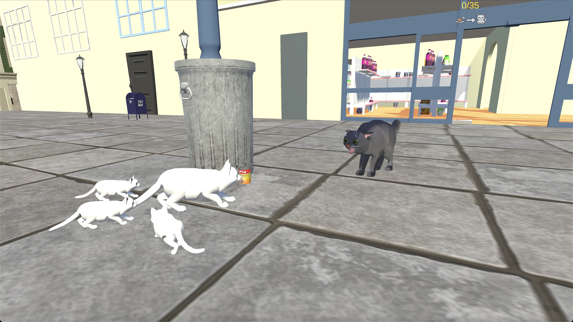 Cat vs Granny in Supermarket: feed kittens screenshot