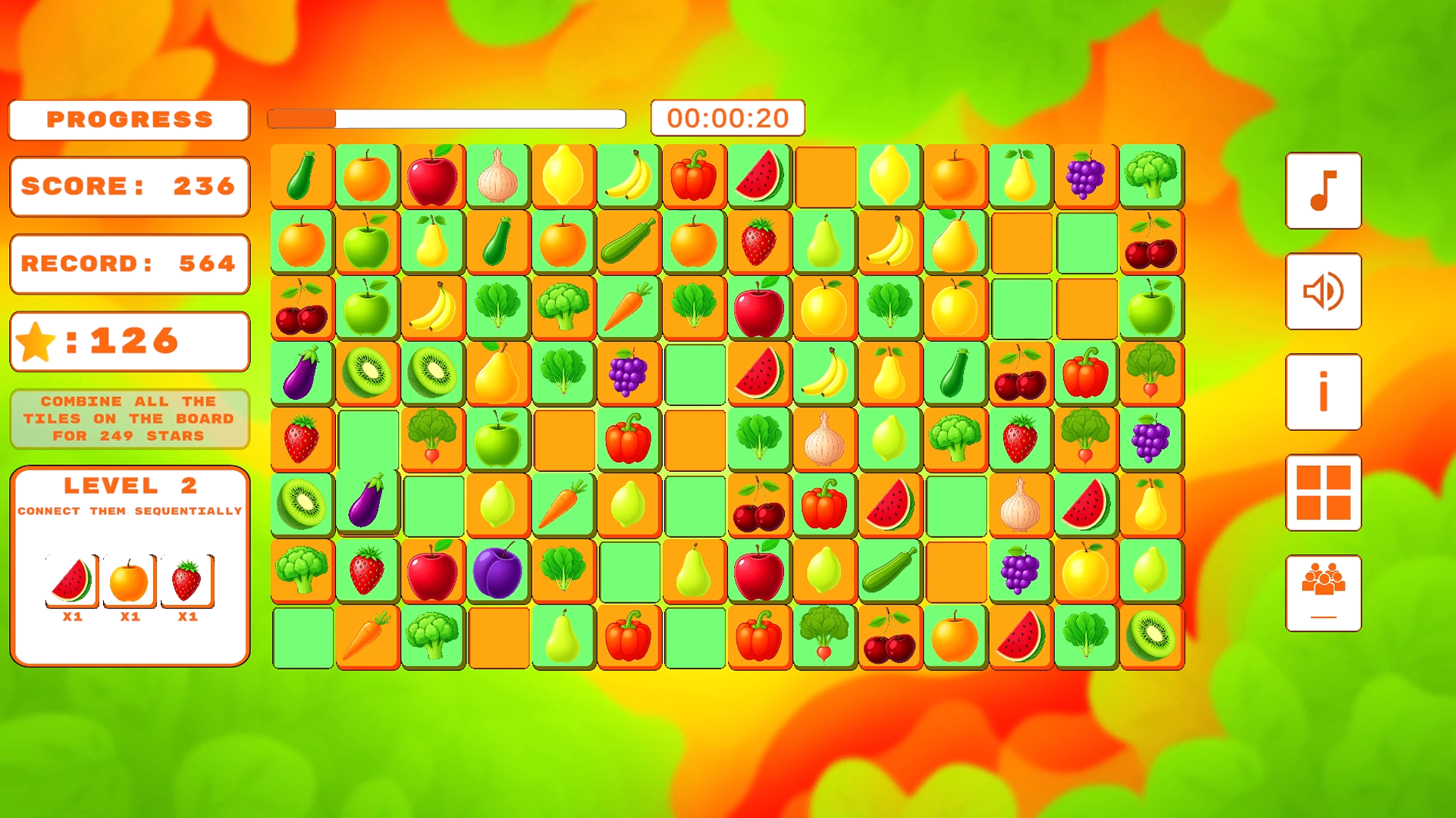Fruit and vegetable tiles | Combine the tiles — screenshot 3