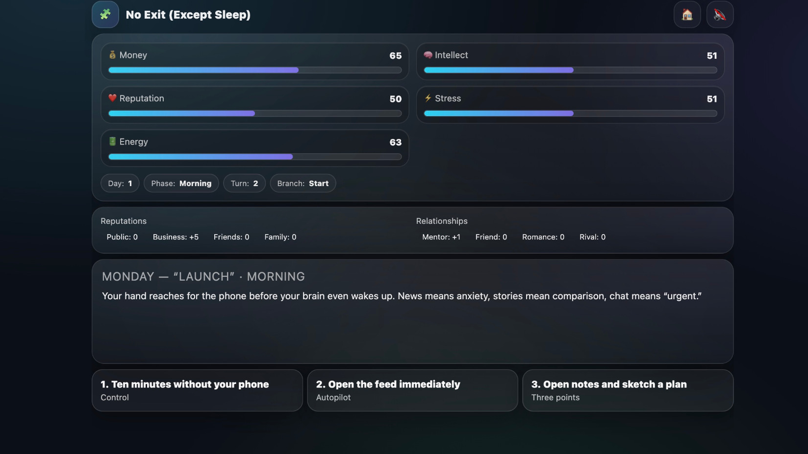 No Exit (Except Sleep) — screenshot 1