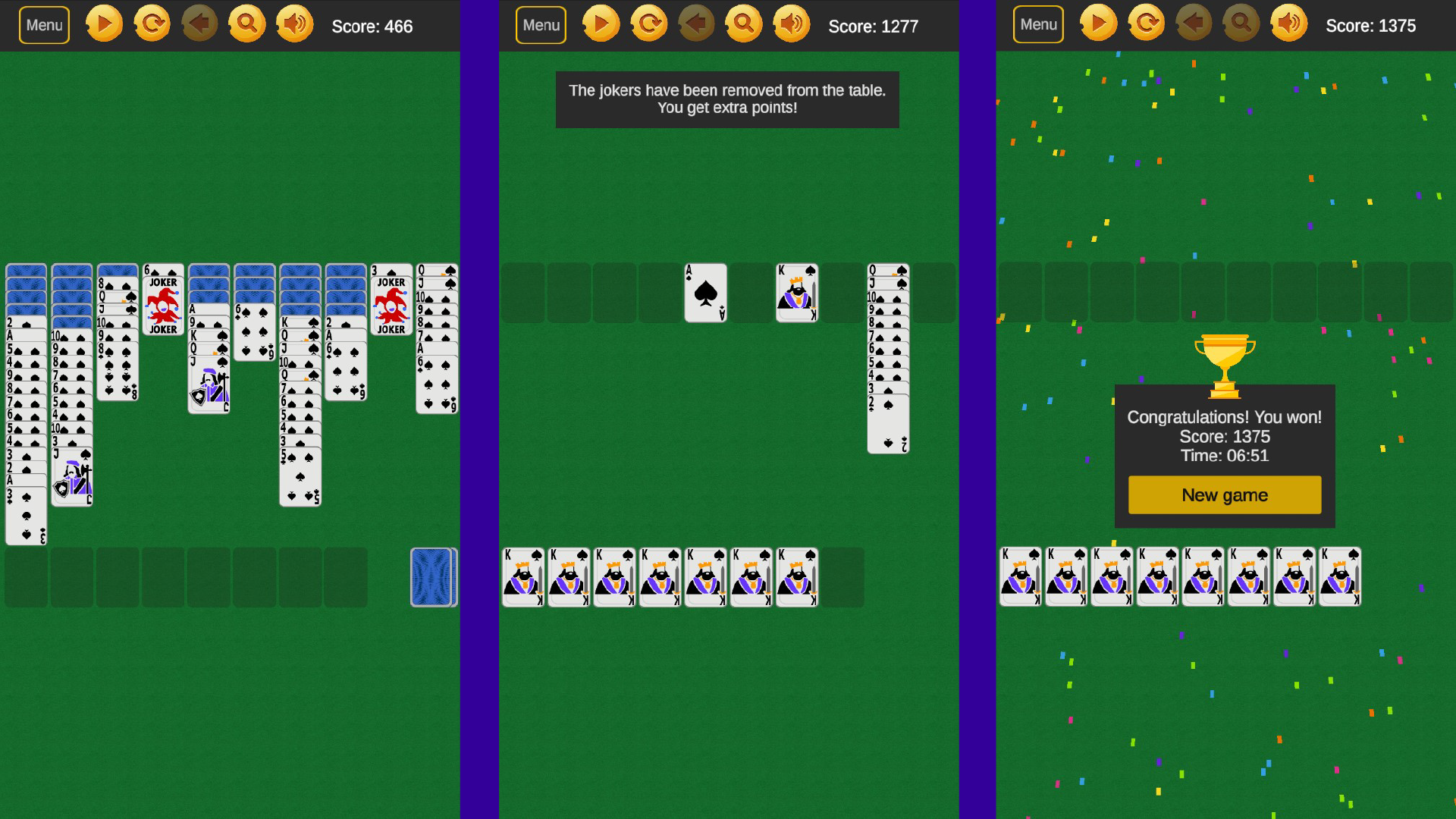 Spider and Joker Solitaire (1, 2, 4 suits) — screenshot 12