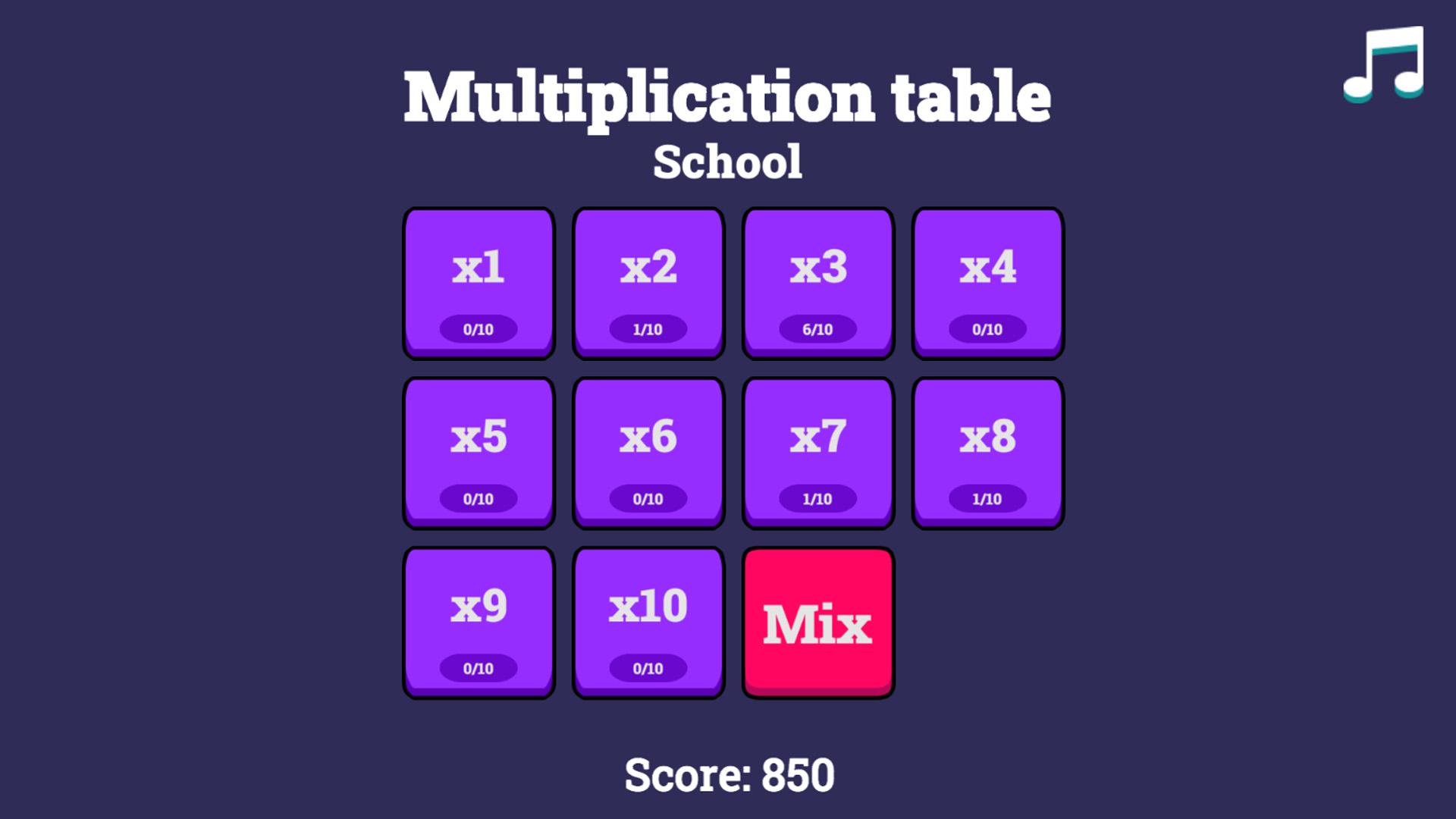Multiplication Table: School screenshot