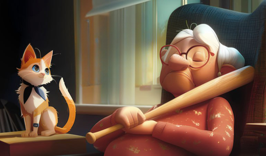 Cat and granny! House destruction!  loading=