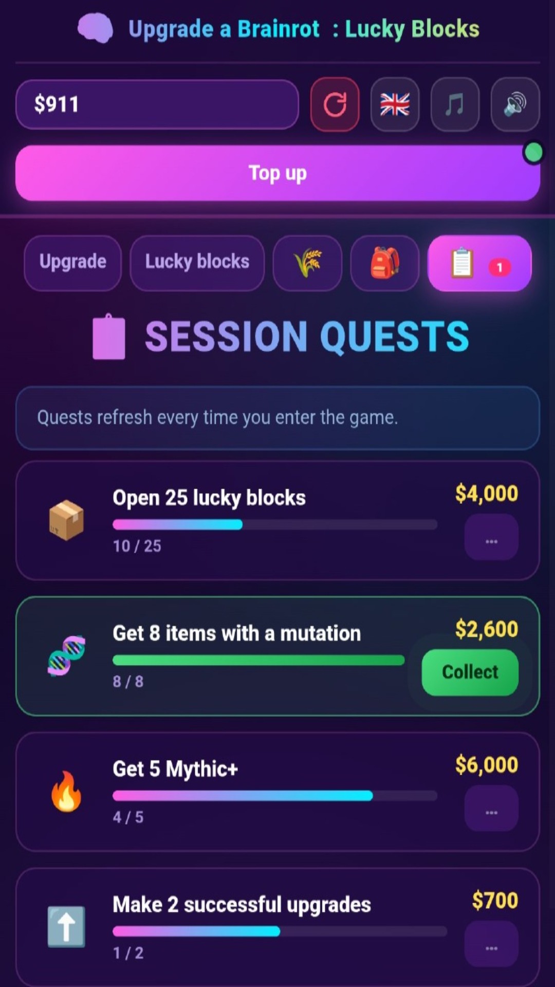 Upgrade a Brainrot: Lucky Blocks screenshot 9