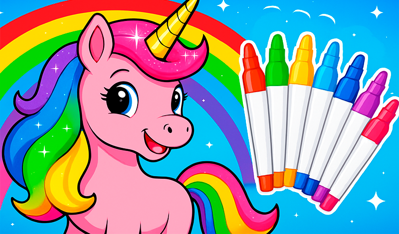 Coloring in the World of Unicorns game cover