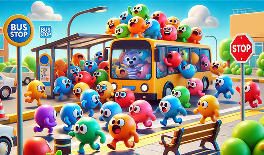 Colorful Cuties on the Bus