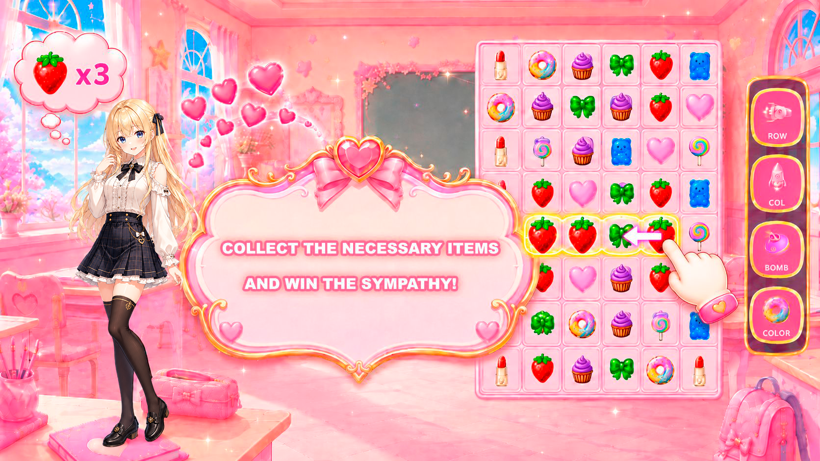 Match-3: Anime date — screenshot 1