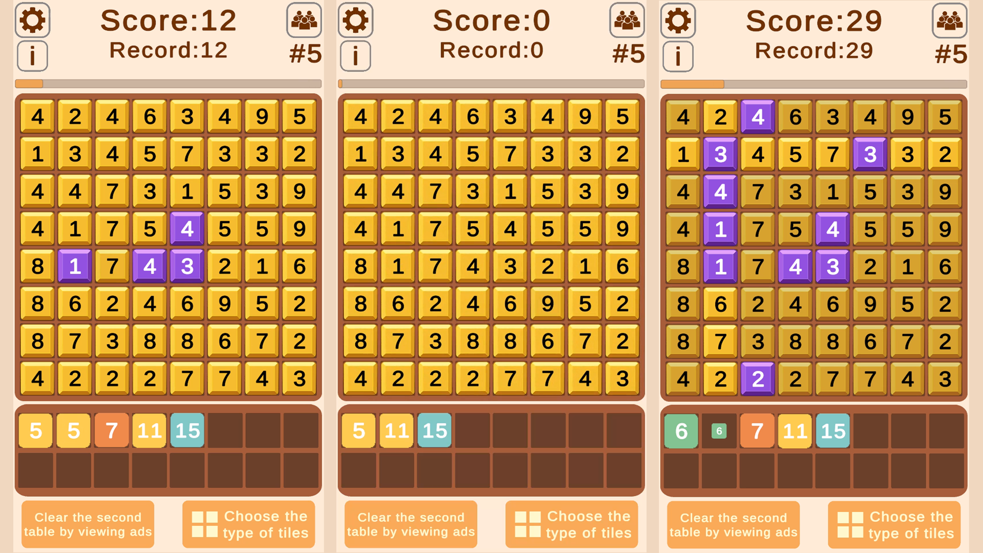 Numbers: matching combinations in a row — screenshot 1