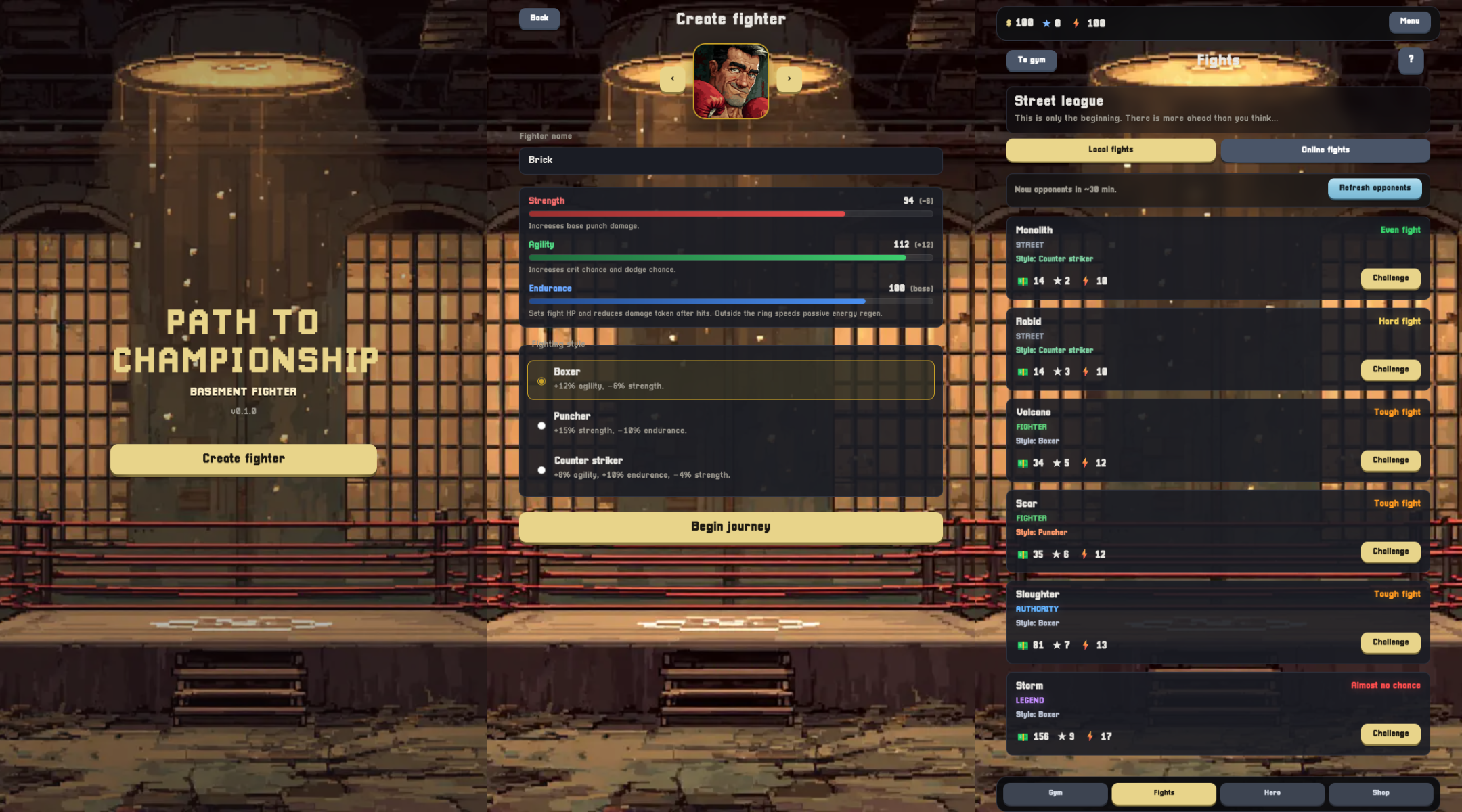 Path to Championship: Basement Fighter — screenshot 1