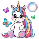 Unicorn Catch Butterfly Bubble