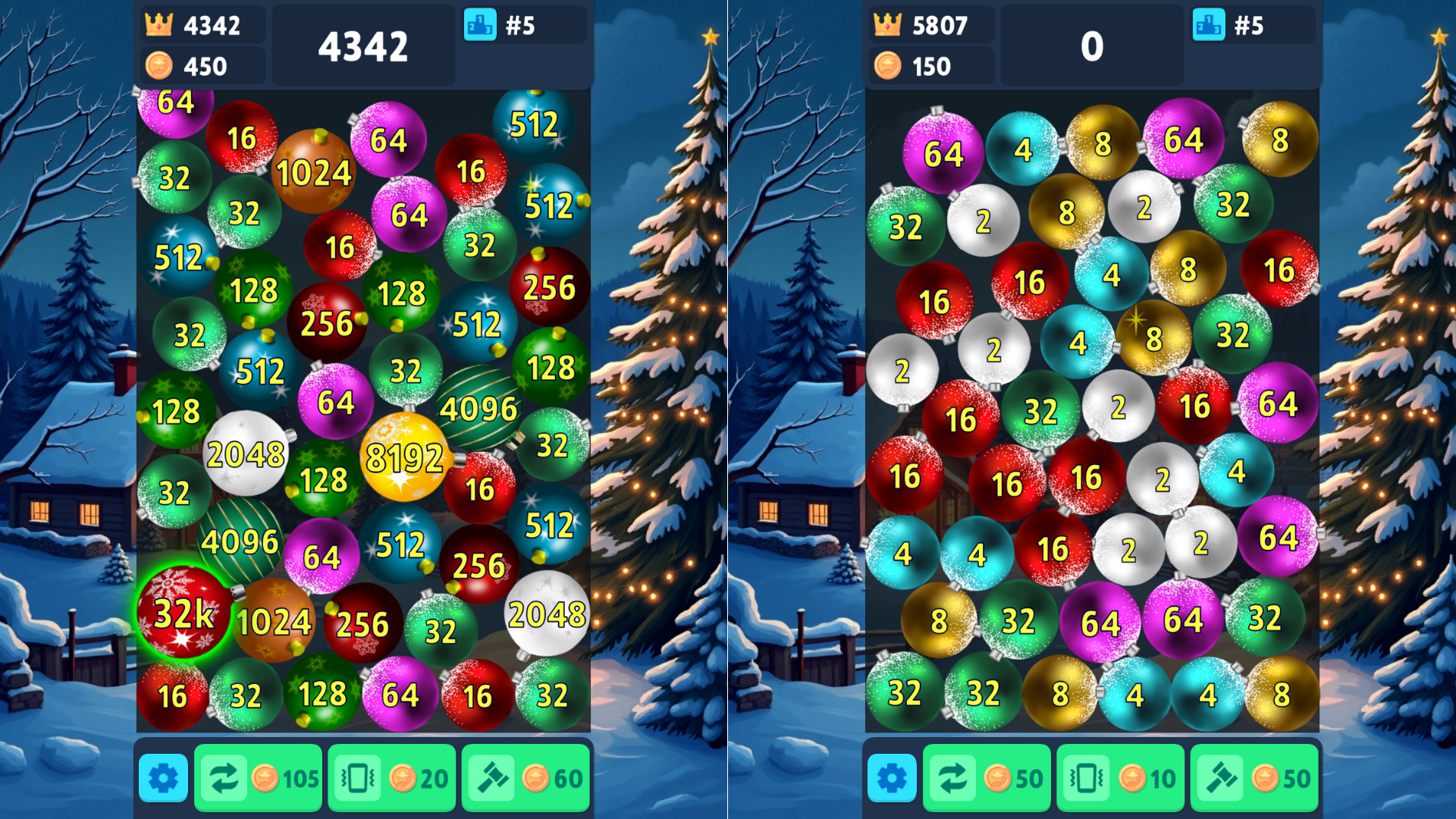Christmas Bauble Merge 2048 screenshot