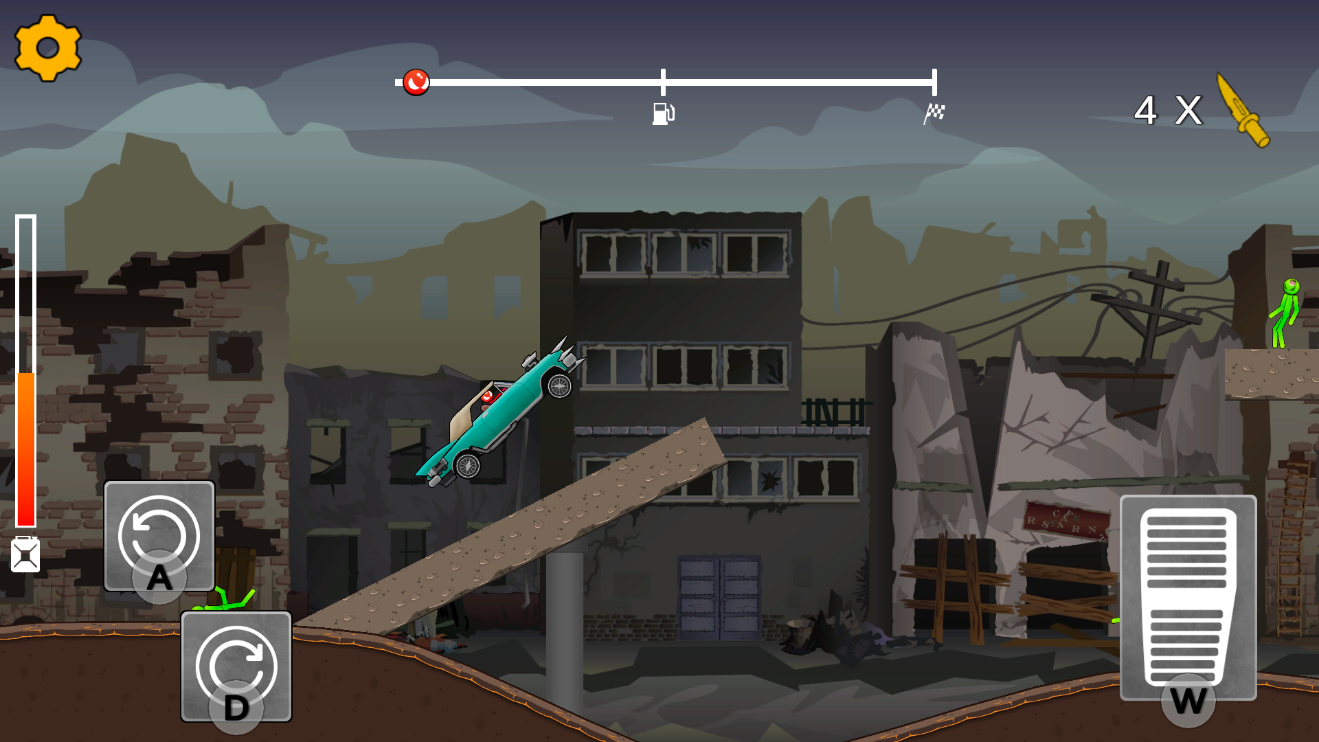 Stick vs Zombie, but in a car screenshot