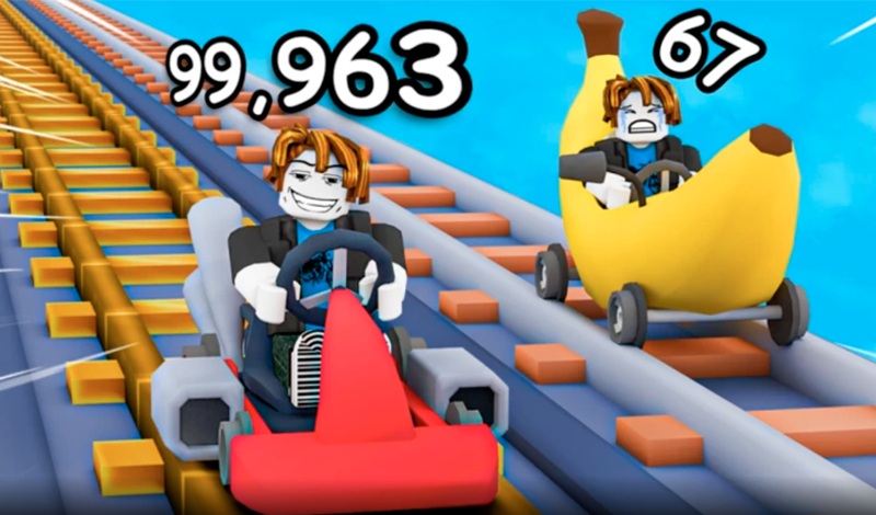 Obby: Climb Up and Slide Down on Minecarts game cover
