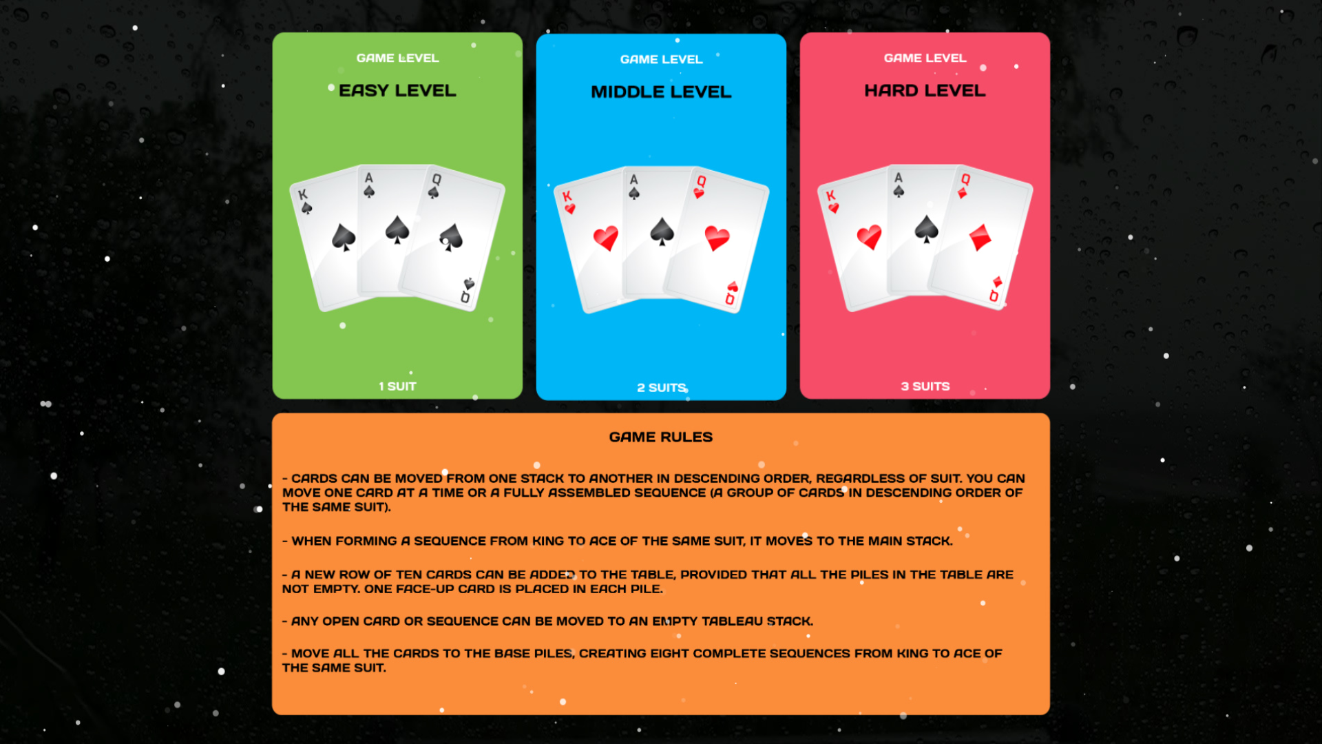 Spider Solitaire All Suits 1-2-4 screenshot