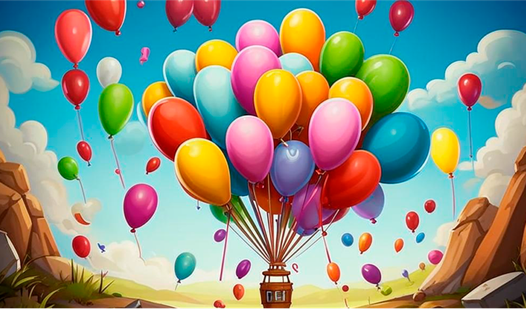 Blow up and pop the balloon.