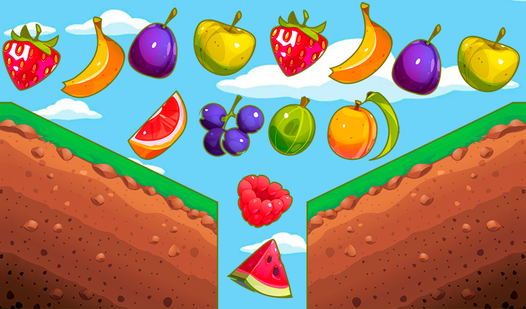 Соедините фрукты: Скидывай в щель