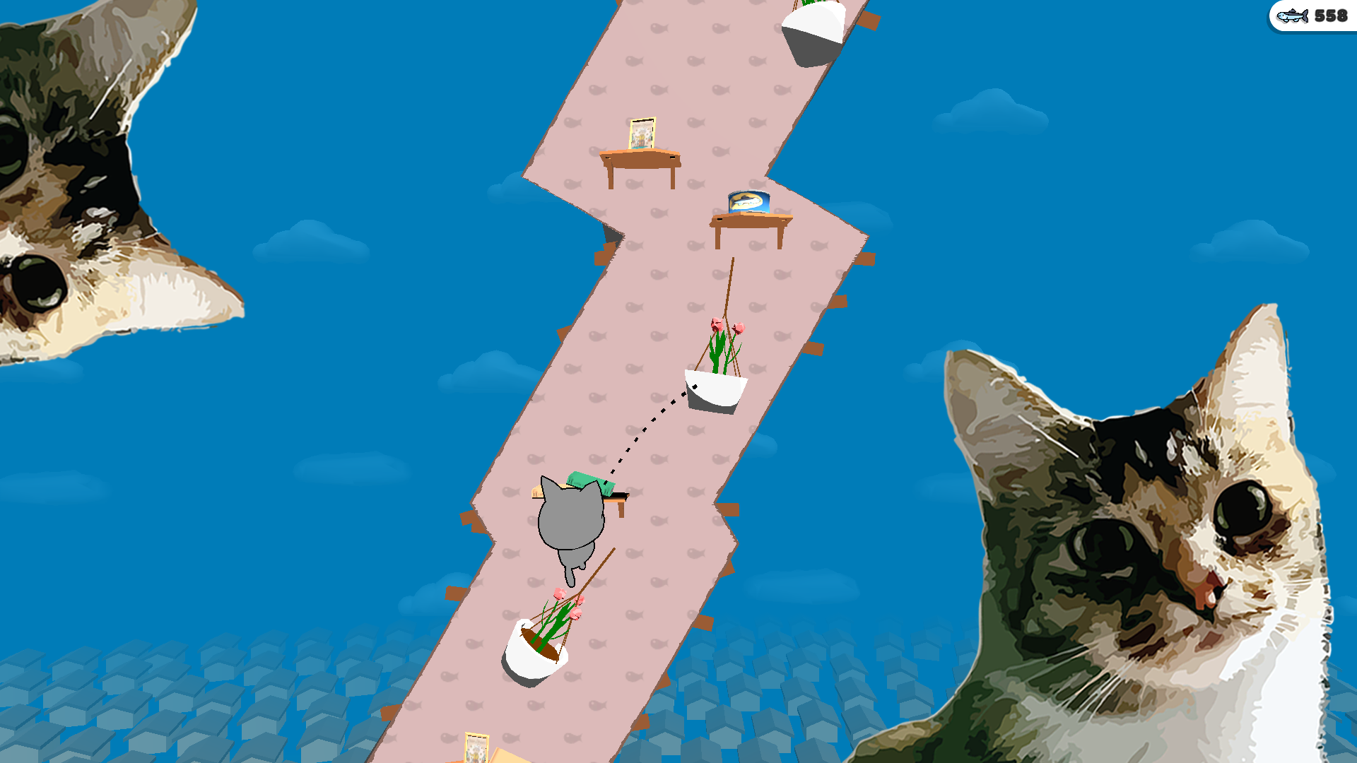 Супер милый кот: Прыжок в небо и накорми кота — screenshot 2