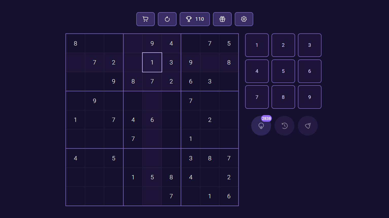 Sudoku online screenshot